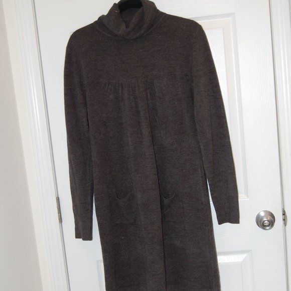 Susan Lawrence 100% Acrylic Grey Turtleneck Sweater Dress Size Large - Picture 2 of 10